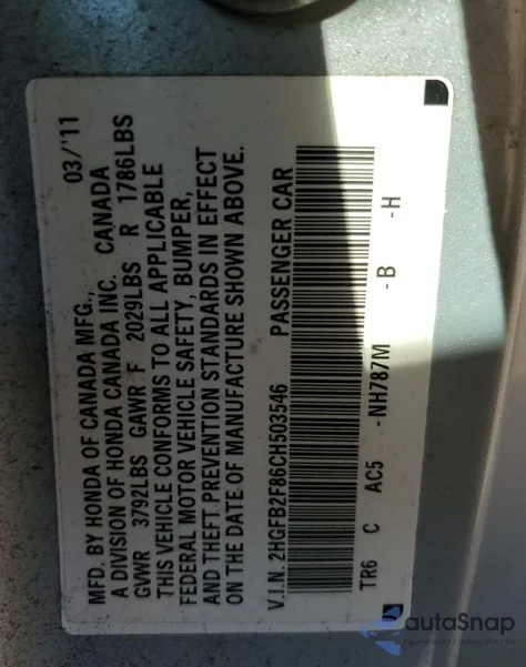 2012 Honda Civic Ex z USA, uszkodzony, nr VIN 2HGFB2F86CH503546